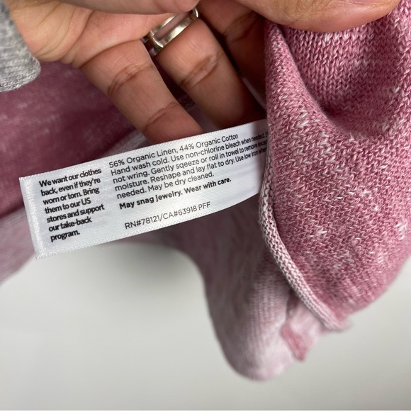 Eileen Fisher Knit Slub Top Organic Linen Cotton Pink Sweater Casual Size Small - Picture 8 of 9